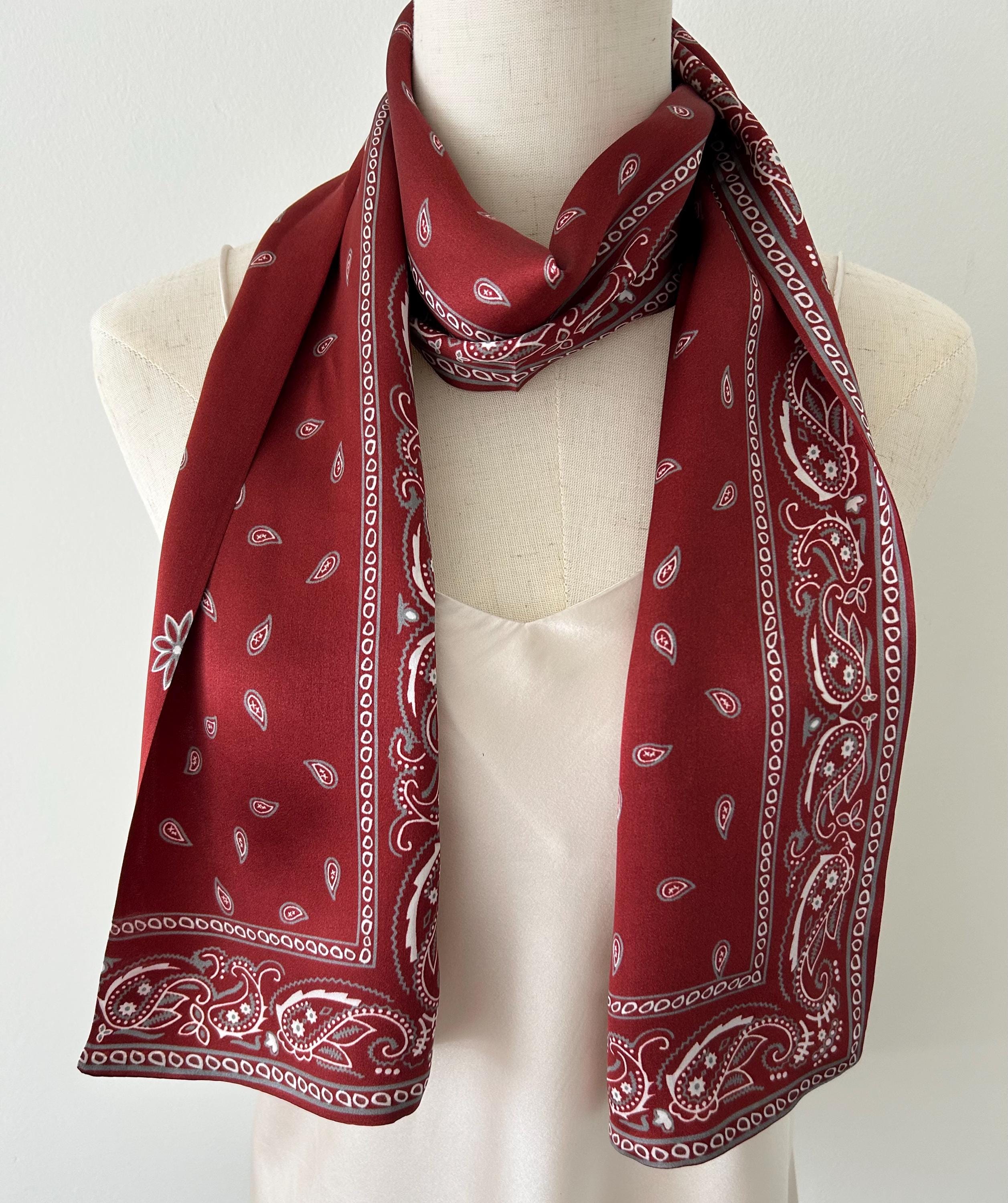 Red Chain Mulberry Silk Neck Scarf Mulberry Silk Scarfs Neck Scarf 21x21 Small Square Barbados  main image 2