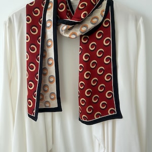 100% Natural Mulberry Silk 61&quot; x 6.3&quot; Narrow Scarf Rings Pattern Neck Scarf Coat Scarf Hair Accessories Red Silk Scarf Gift