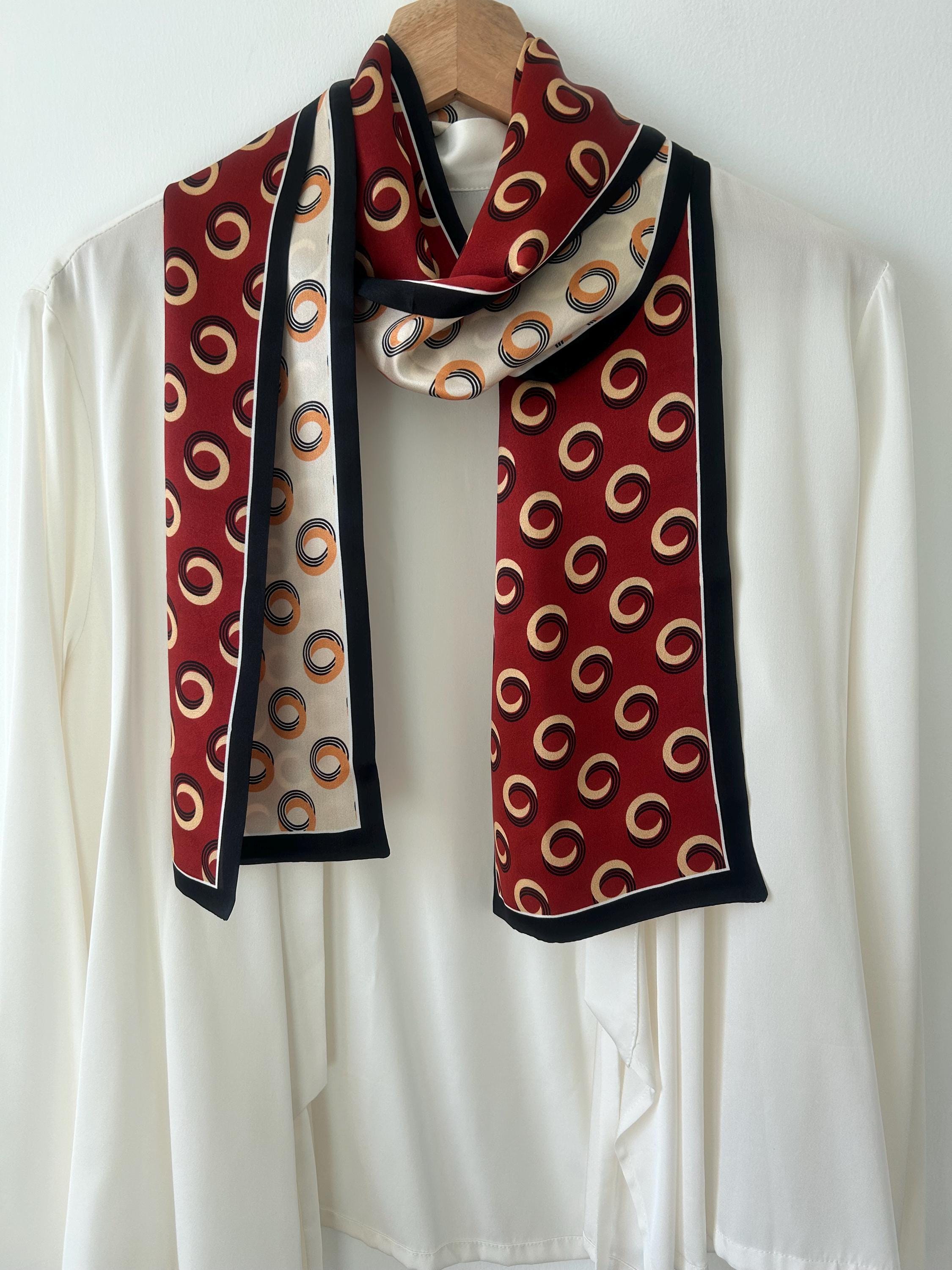 Red Chain Mulberry Silk Neck Scarf Mulberry Silk Scarfs Neck Scarf 21x21 Small Square Barbados  main image 4