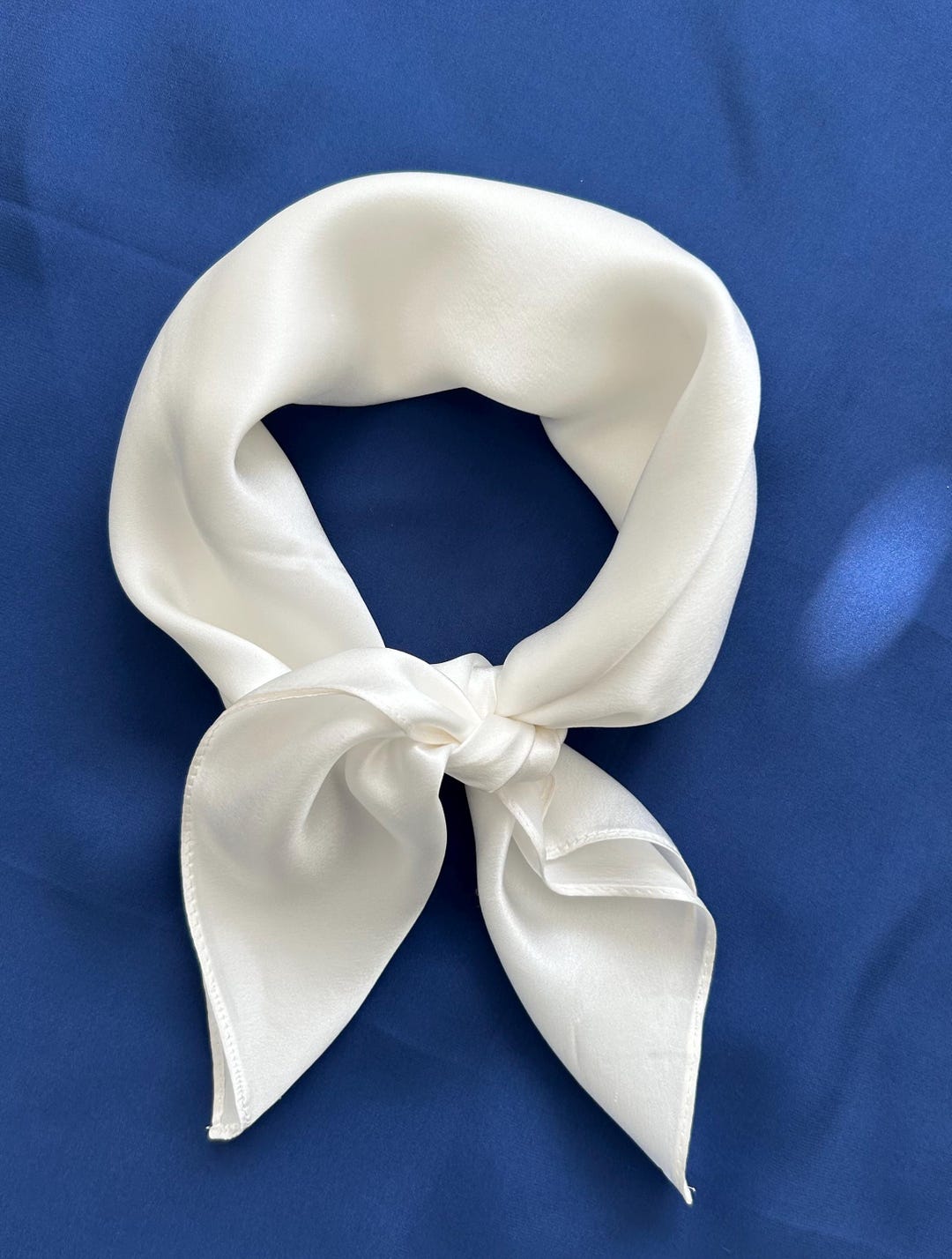 White Mulberry Silk Scarf, Small Square Neckerchief (21