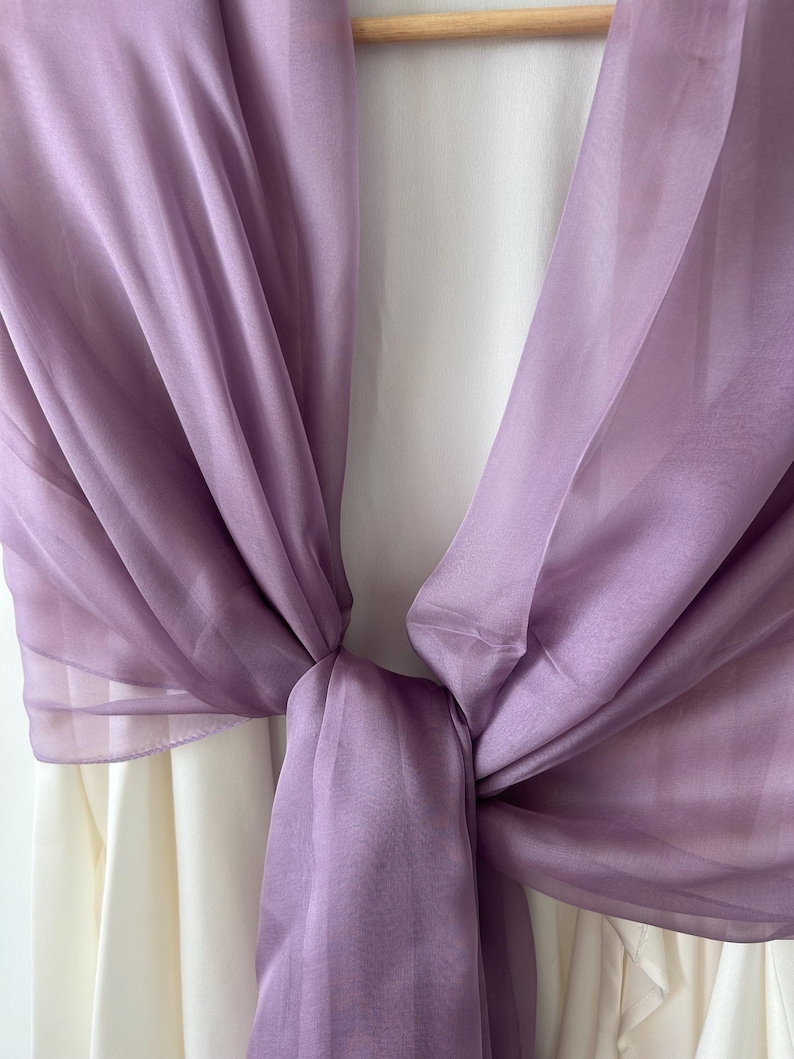 Purple fashion accessories - Light purple, mauve silk chiffon shawl