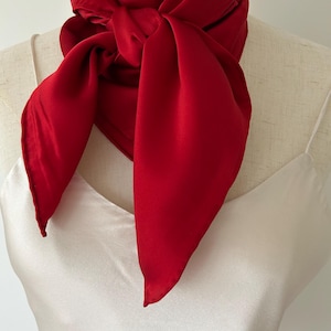 Red Mulberry Silk Scarf: Large Square Neck Scarf, Hair Accessory (35"x35")