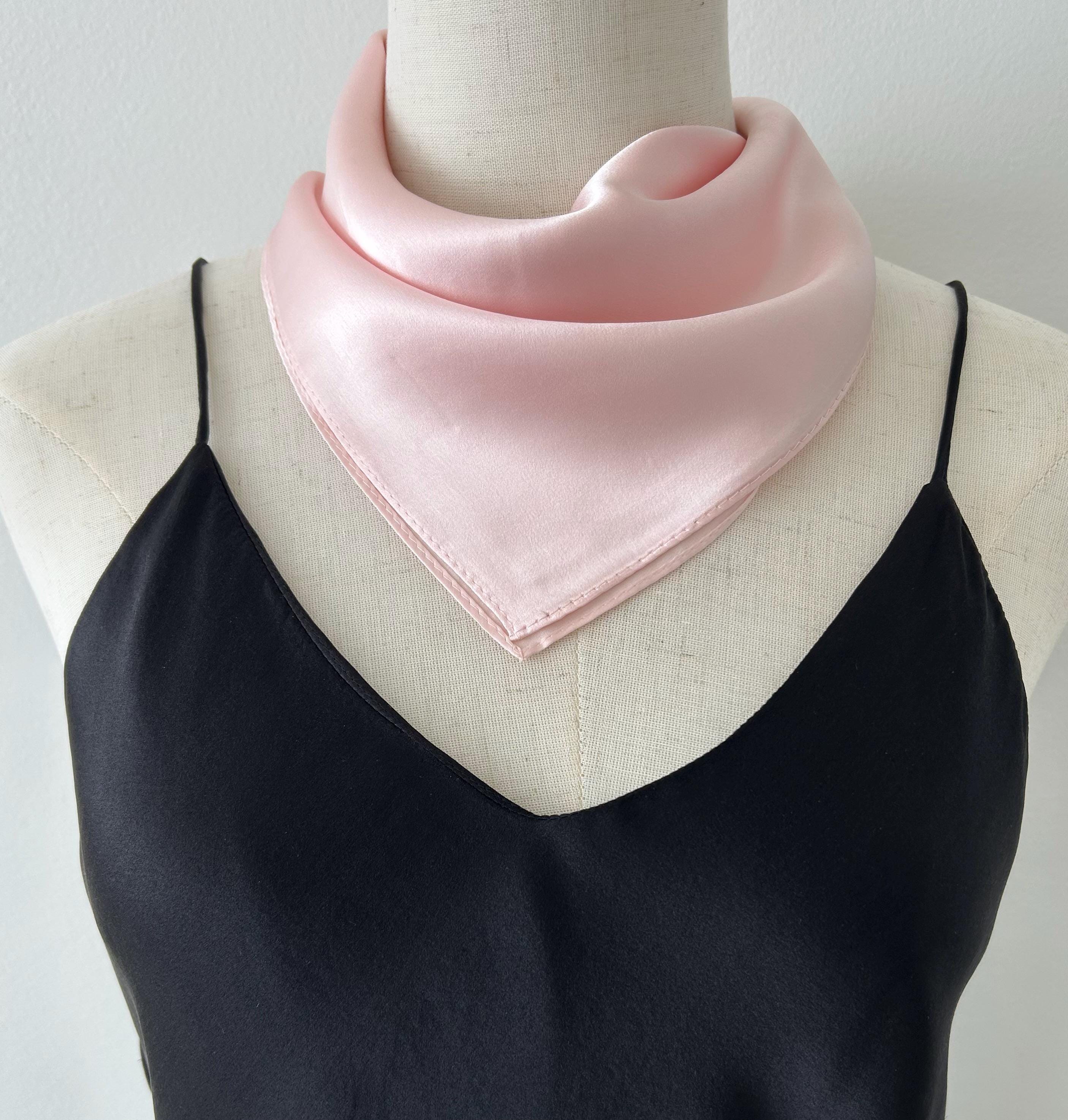 Classic Pink Mulberry Silk Neck Scarf 100% Mulberry Silk Square Scarf 53x53cm | Pink Chain  main image 3