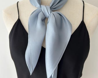 Mulberry Silk Scarf, Light Blue Neckerchief, 26" Square