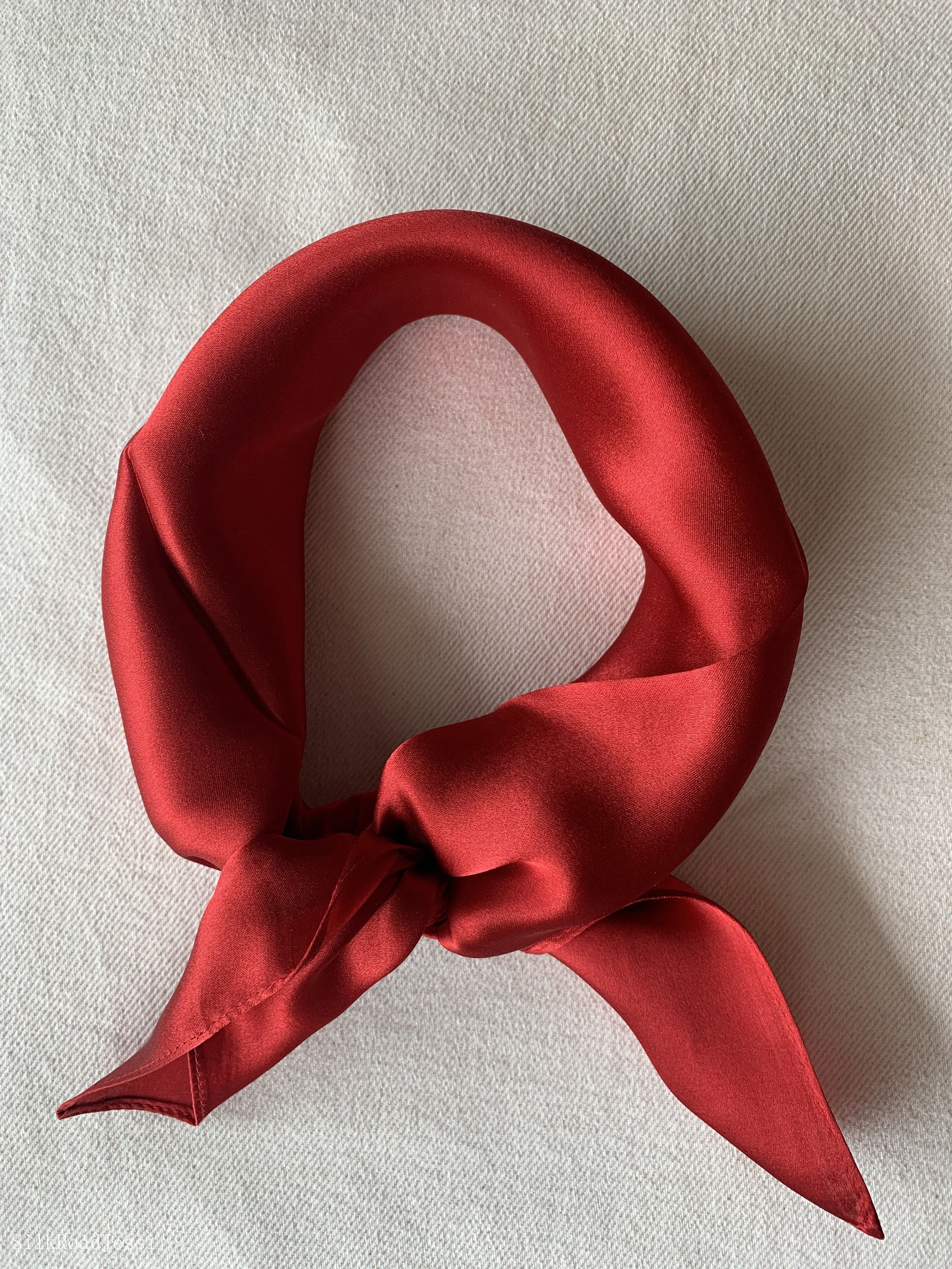 100% Natural Mulberry Silk 21' X 21 Small Square Silk Scarf Red Silk  Neckerchief Hair Scarf Bag Silk Scarf Gift Fashion Scarf 