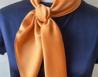 Pure Natural Mulberry Silk Medium Scarf 26"' x 26" Plain Color Orange Silk Neckerchief Silk Hair Scarf Silk Headband Bag Silk Scarf Gift