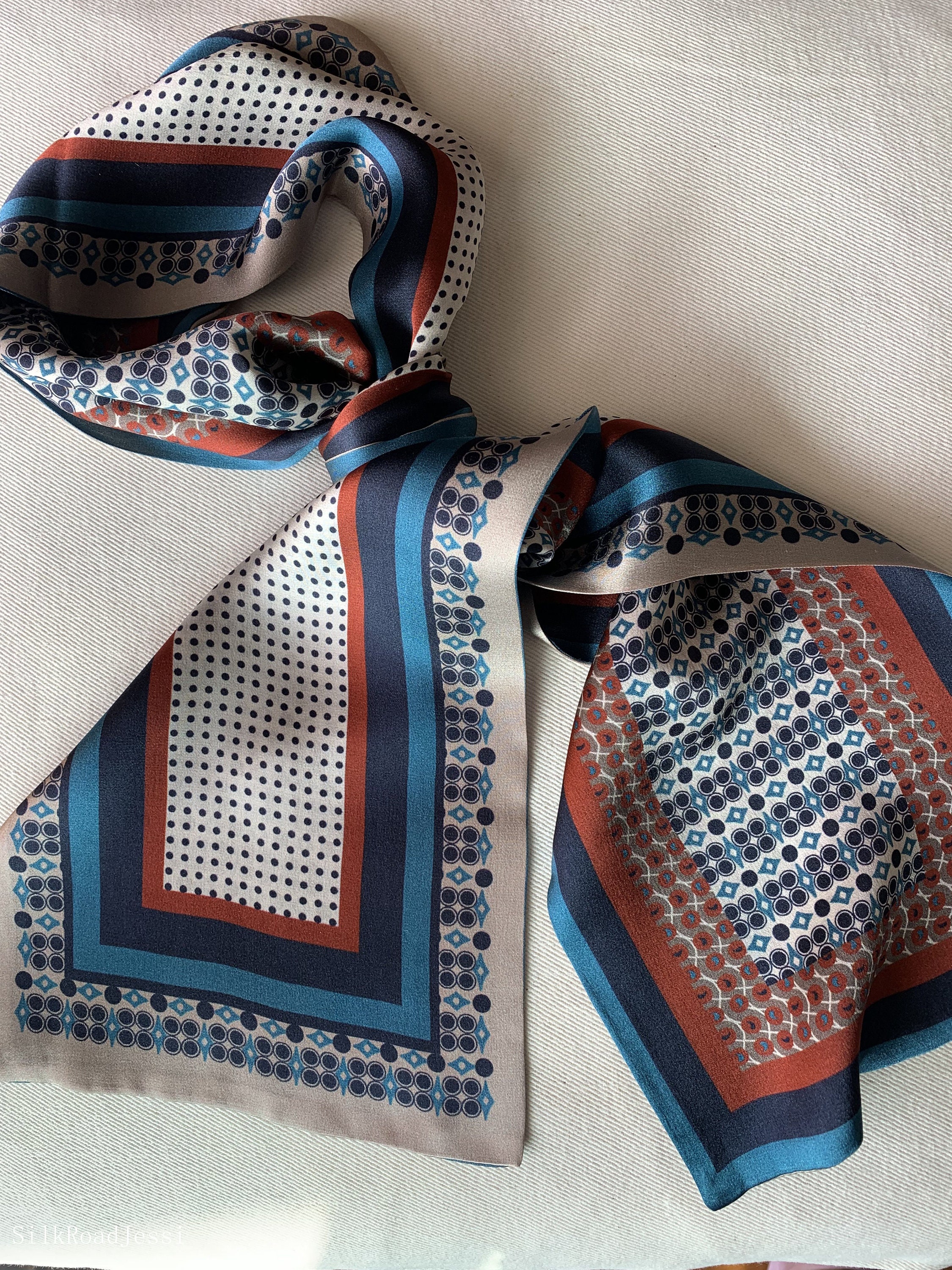 Geometric Silk Scarf - Etsy Geometric Silk Scarf - Etsy