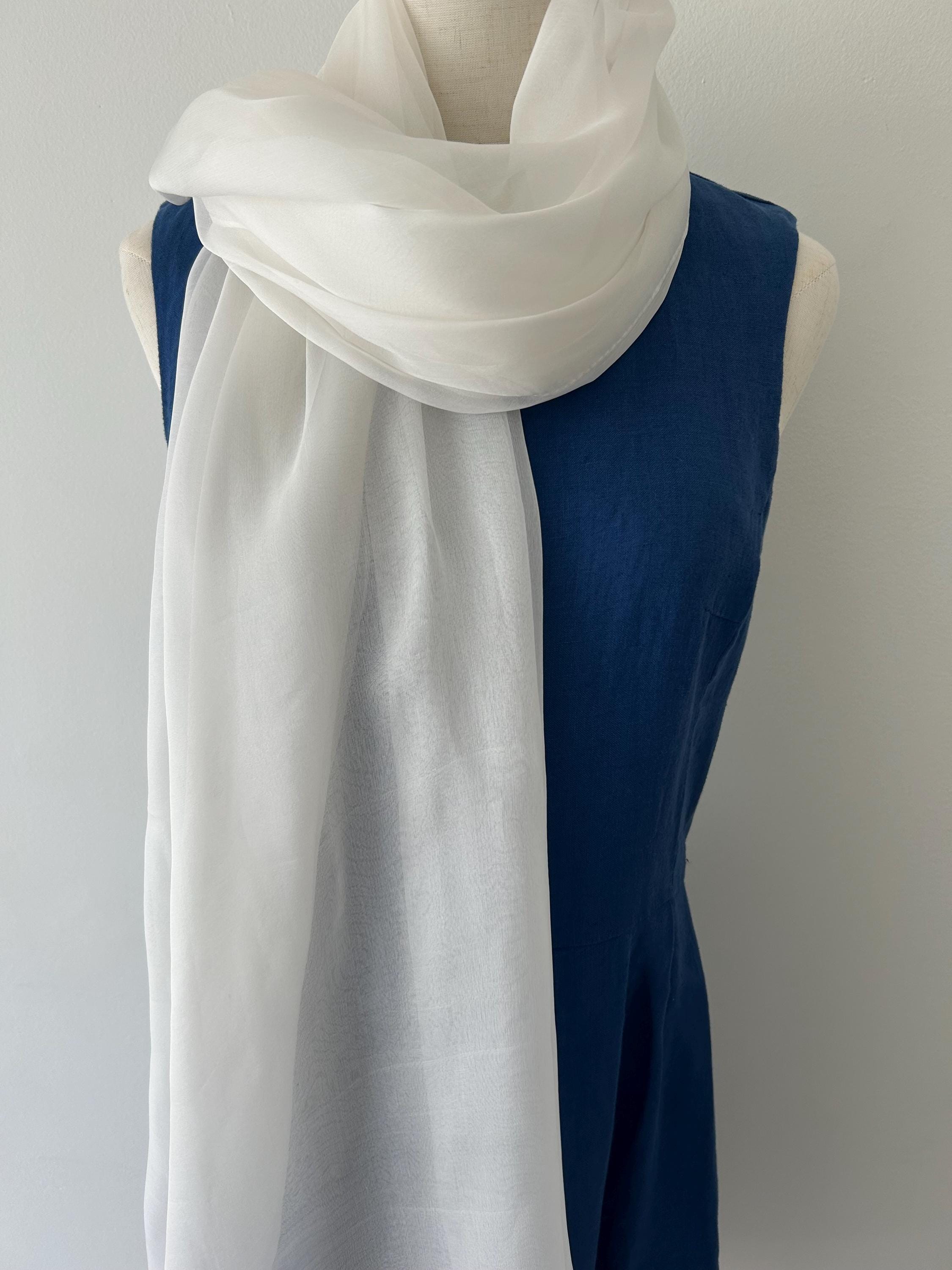 Mulberry Silk Chiffon Scarf: Large White Shawl (71”x 43”) - Etsy