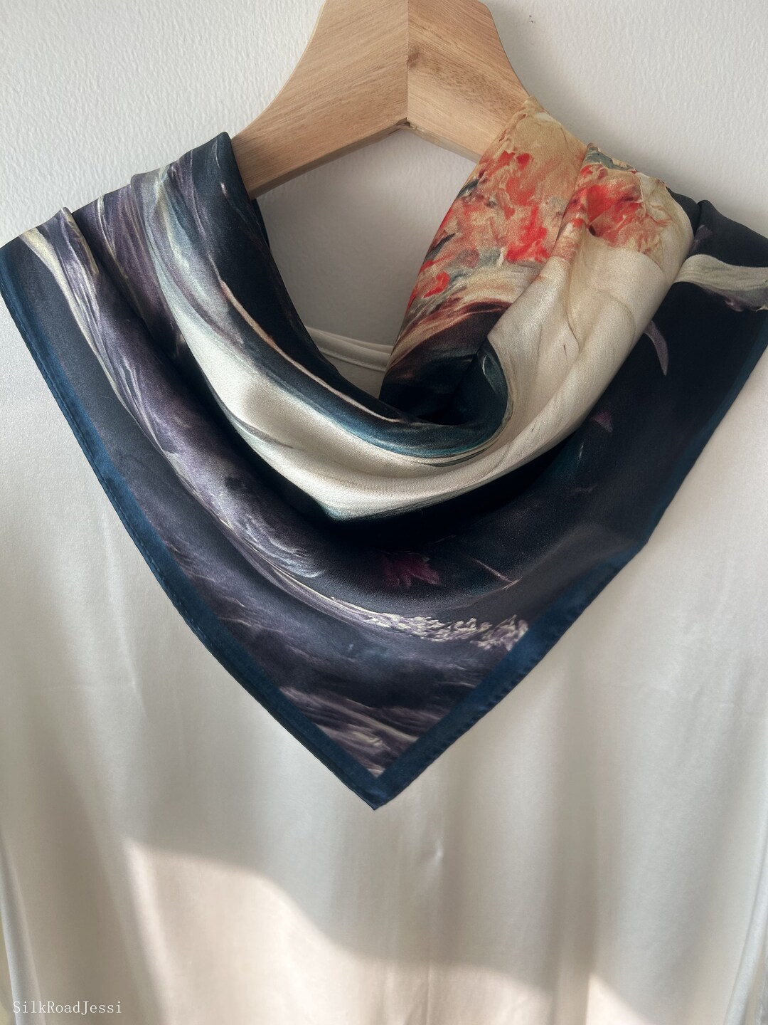 Mulberry Silk Scarf: Mermaid Print Neckerchief, Blue Purple Bandana - Etsy