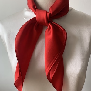 100% Natural Mulberry Silk 26" x 26" Plain Scarf Square Silk Scarf Silk Neckerchief Hair Scarf Pony Scarf Silk Bandana Plain Red Scarf