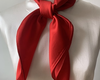 Pure Natural Mulberry Silk Scarf 26"' x 26" Plain Red Fashion Silk Neck Scarf Hair Head Scarf Wrist Scarf Bag Scarf Woman Man Scarf