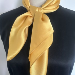 Pure Natural Mulberry Silk Medium Scarf 26"' x 26" Plain Color Yellow Silk Neckerchief Yellow Hair Scarf Bag Silk Scarf Gift