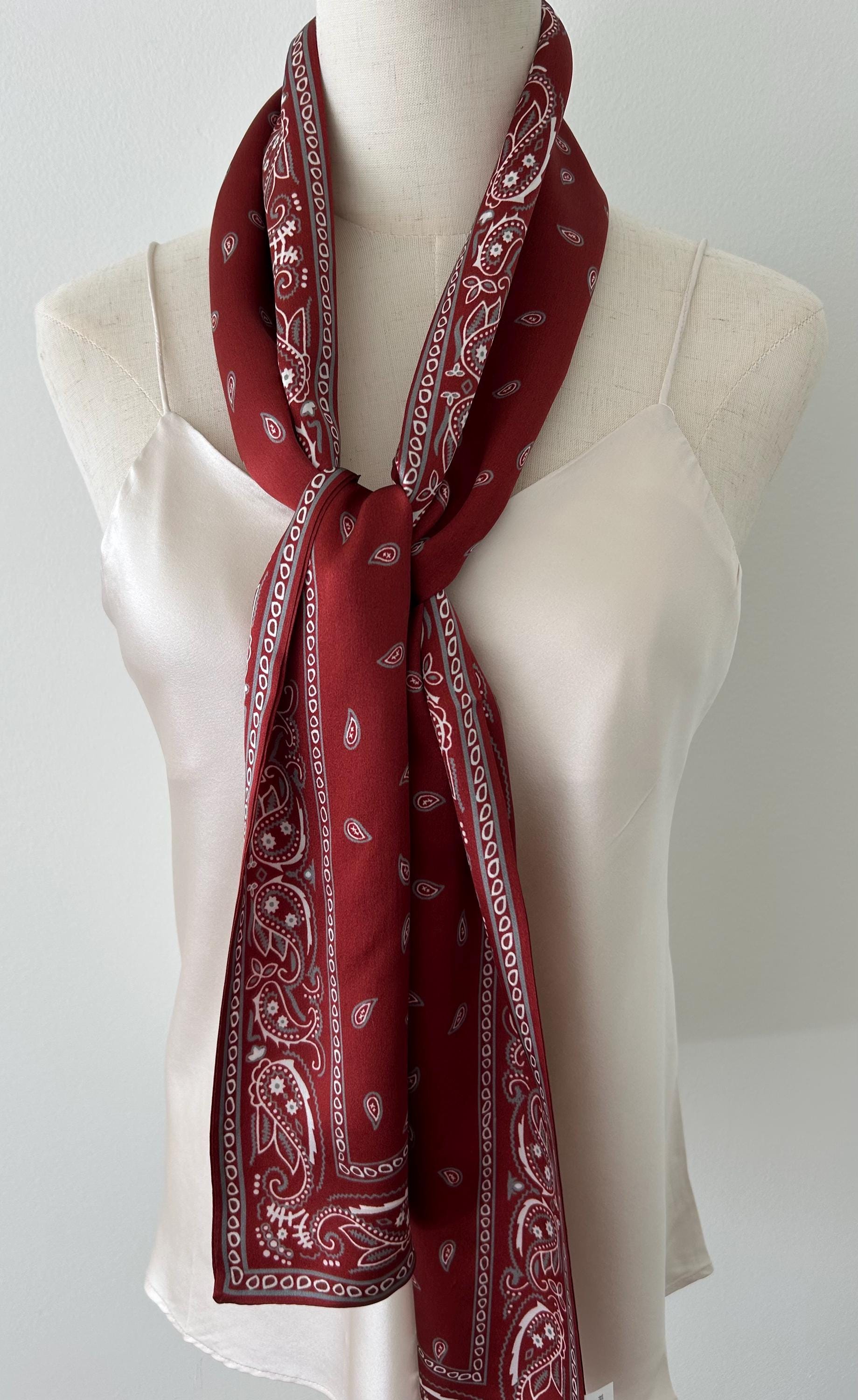 Mulberry Silk Skinny Scarf: Burgundy Paisley Neck Scarf - Etsy