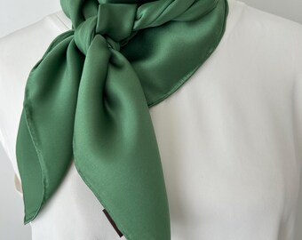 Mulberry Silk Scarf: Green Neck Scarf, Hair Accessory (35  display picture 1