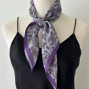 Mulberry Silk Scarf: Paisley Light Purple Lavender Neck Scarf (26" Square)