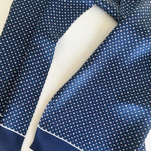 100% Natural Mulberry Silk 63&quot;x11&quot; Long Silk Scarf Blue Patterned Man Silk Scarf Accessory Blue Silk Neck Scarf Gift for Him