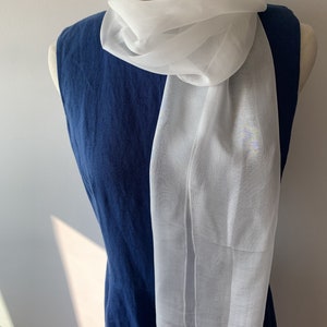 100% Natural Silk Chiffon Scarf Long Narrow 68" x 12" Sheer White Neck Scarf Hair Silk Scarf Gift Fashion Scarf