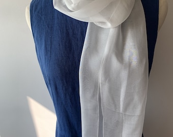 100% Natural Silk Chiffon Scarf Long Narrow 68" x 12" Sheer White Neck Scarf Hair Silk Scarf Gift Fashion Scarf