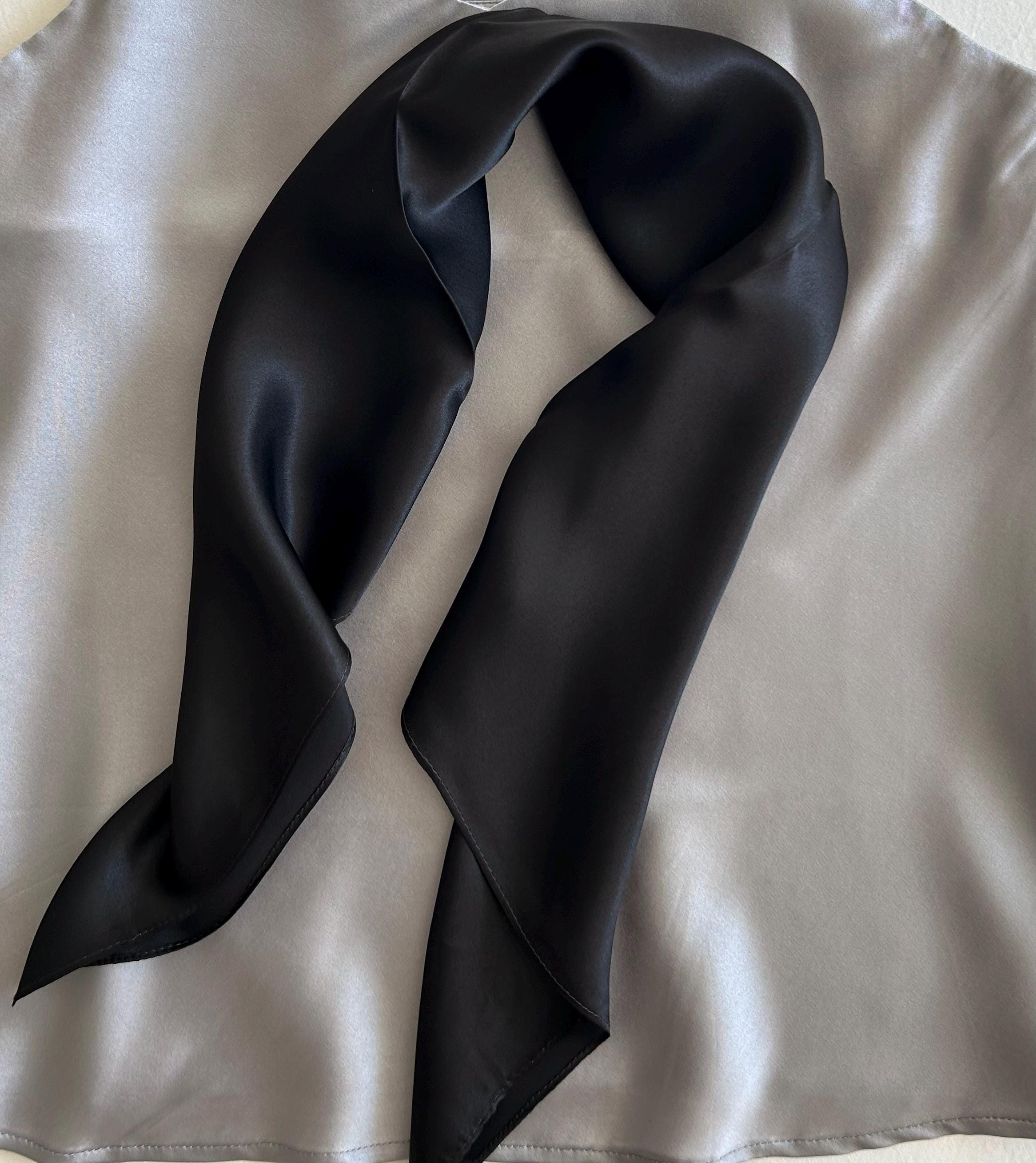 Black Mulberry Silk Scarf: 26