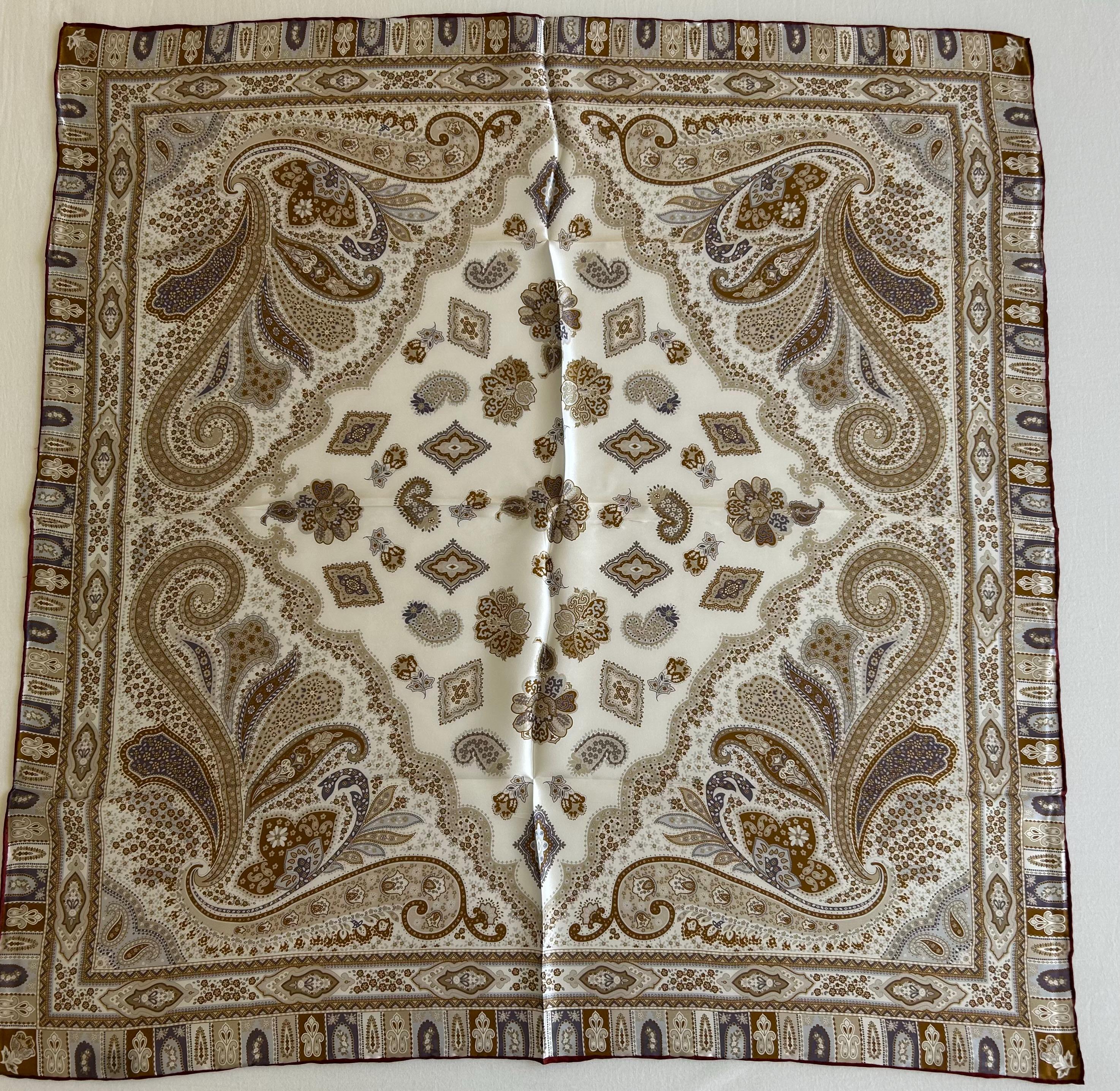 Mulberry Silk Scarf: Ivory Gold Paisley (35”x35”) - Etsy