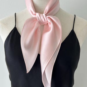 Sakura Light Pink Mulberry Silk Scarf, 26" Square Neckerchief
