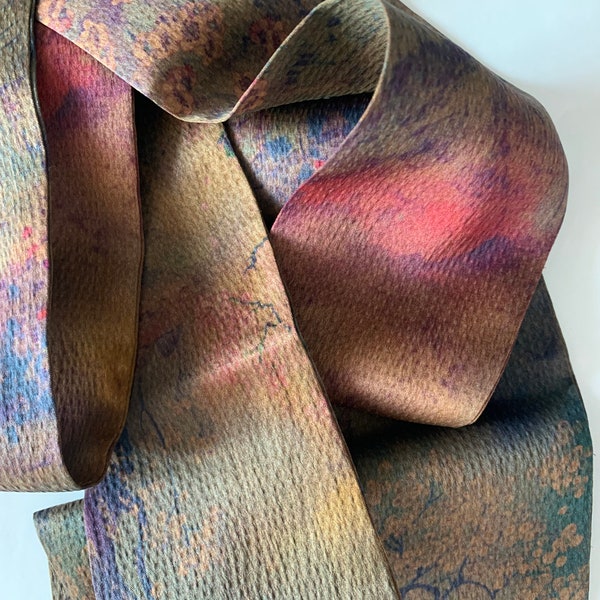Gambiered Canton Silk Scarf: Handmade Narrow Neck Scarf