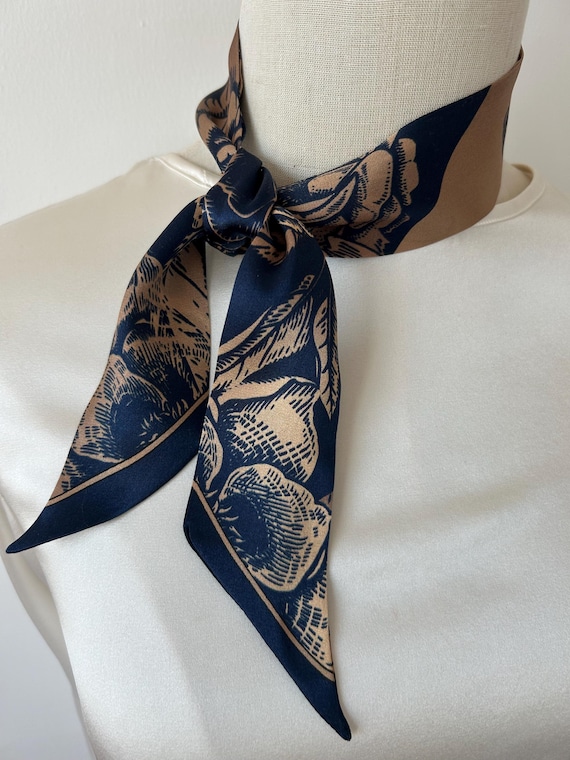 Blue Pattern Mulberry Silk Neck Scarf ANDANTINO 100% Real Mulberry Silk Scarf -21 main image 2