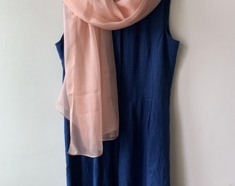 100% Natural Silk Chiffon 71"x43" Long Large Scarf Light Weight Sheer Shawl Soft Pink All Seasons All Occasions Gift