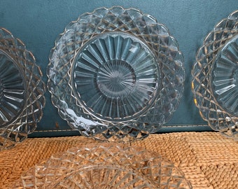 1950s Anchor Hocking Waterford "Waffle" Clear Glass Salad Plate (Made In USA) - Vintage Kitchen & Home Decor
