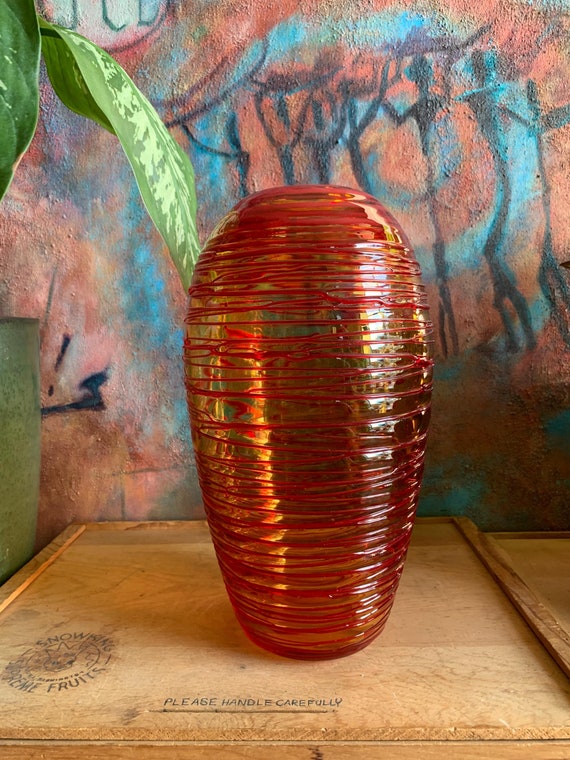ベネチアングラス　Veniniベニーニ F.Bianconi花瓶 1970s Fulvio Bianconi for Venini Murano Art Glass Round Vase, Made