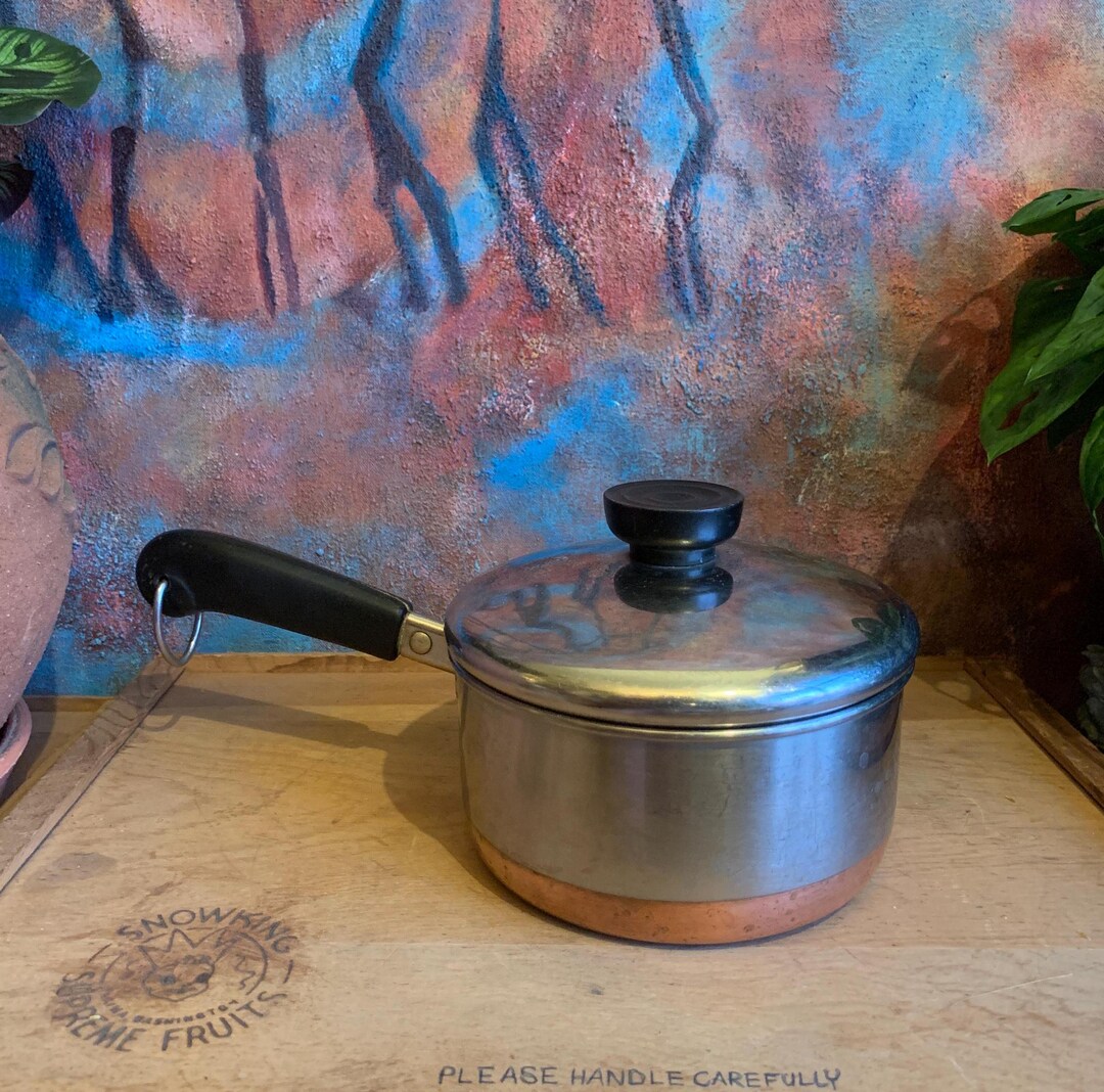 1960s Revere Ware Copper Bottom 1-QT One Quart Pots, Stainless Steel | Made in USA | Vintage ...