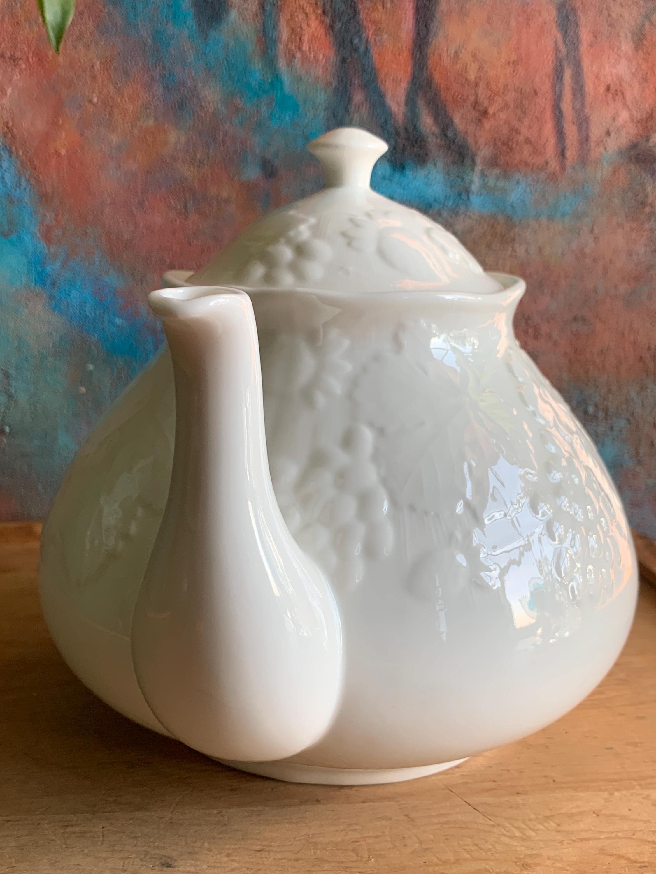 Vintage Wedgwood Strawberry & Vine Bone China Teapot, White