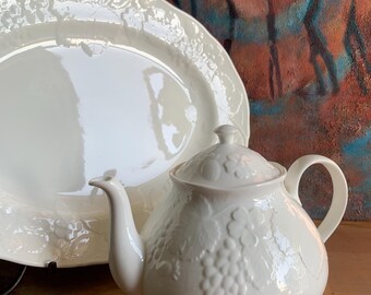 Vintage Wedgwood Strawberry & Vine Bone China Teapot, White