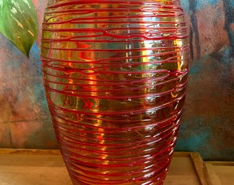 1970s Fulvio Bianconi for Venini Murano Art Glass Round Vase, Made