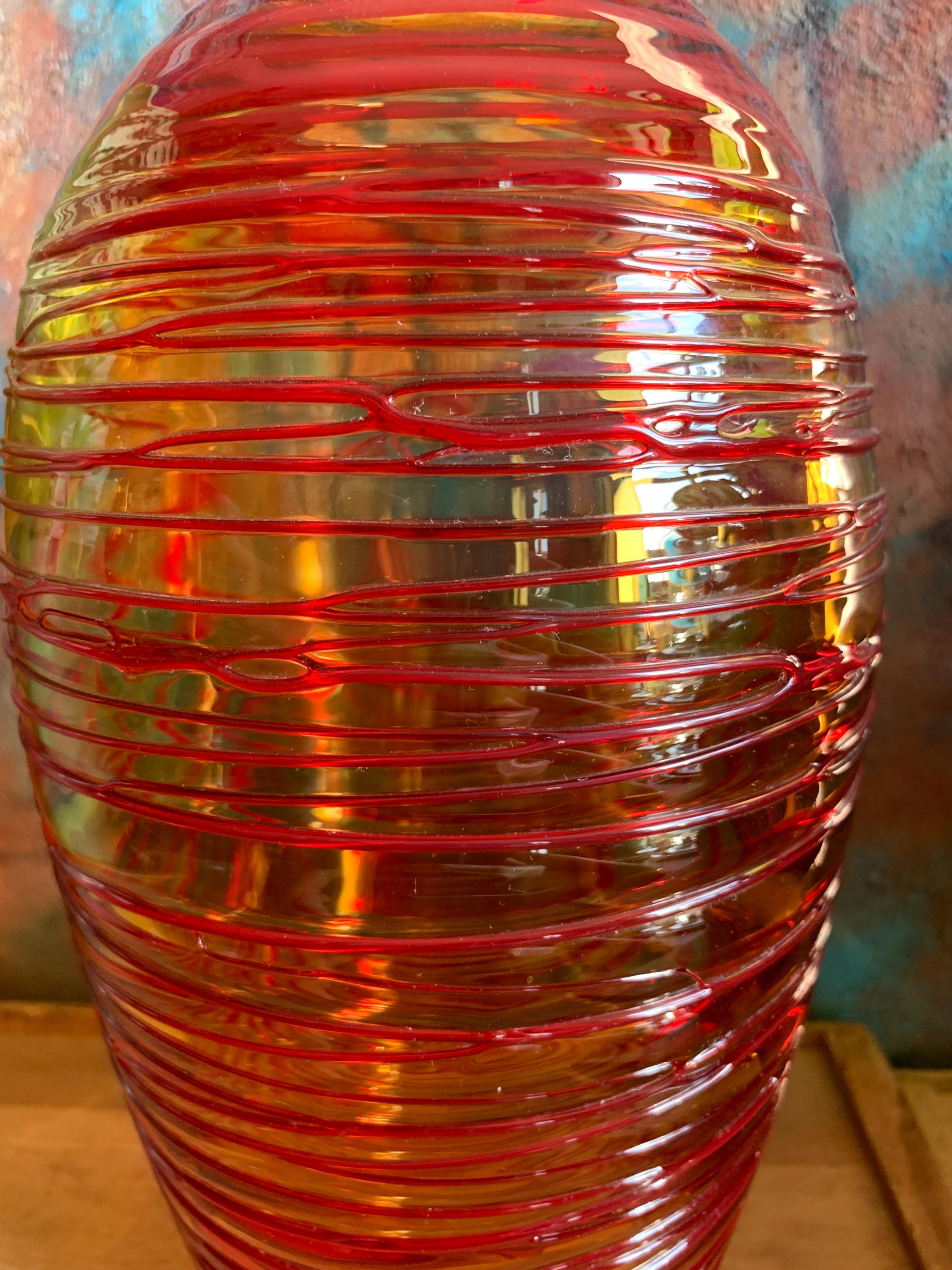 1970s Fulvio Bianconi for Venini Murano Art Glass Round Vase