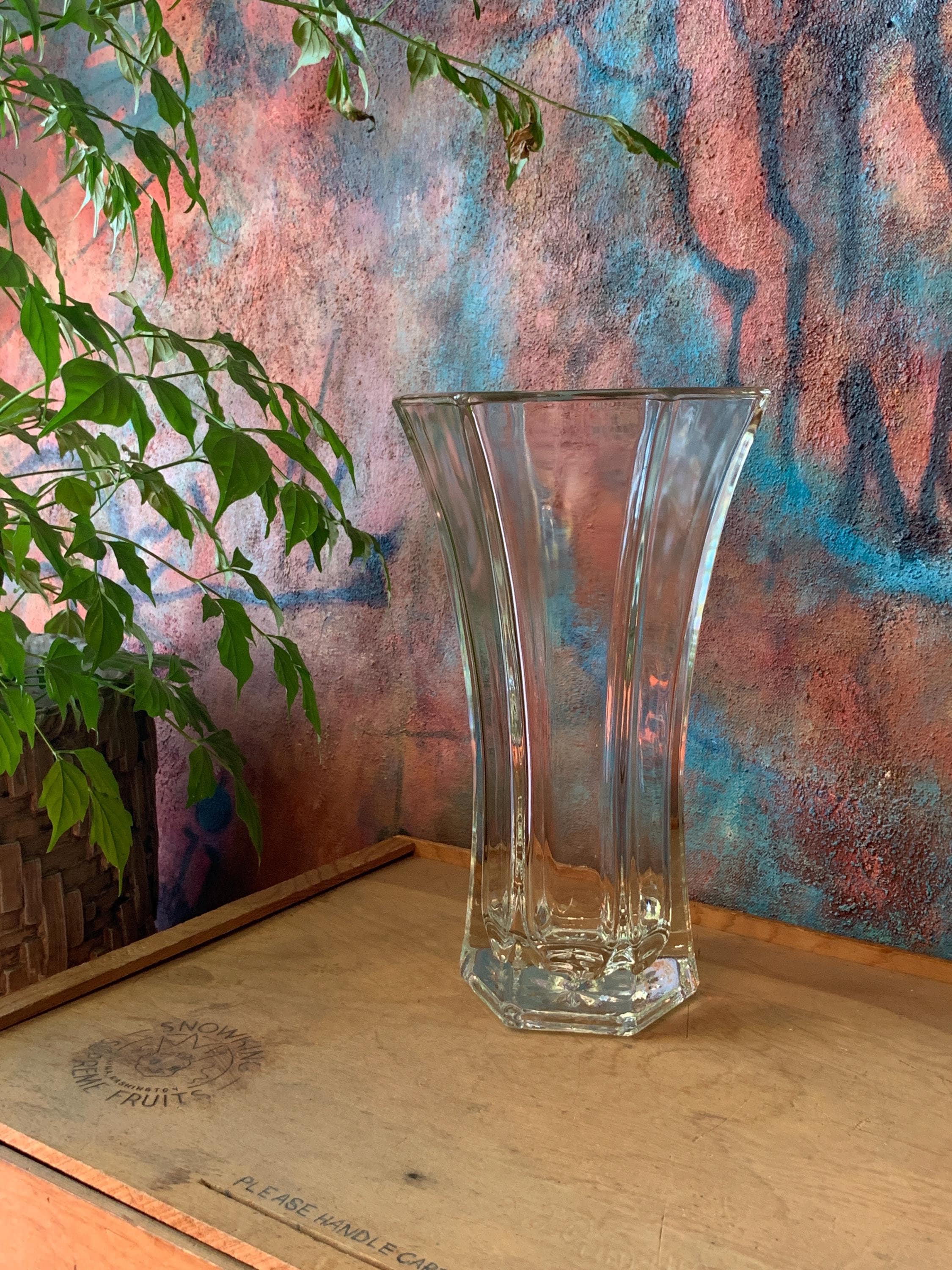 Vintage Hoosier Heavy Clear Glass Vase No. 4040, Made in Indiana