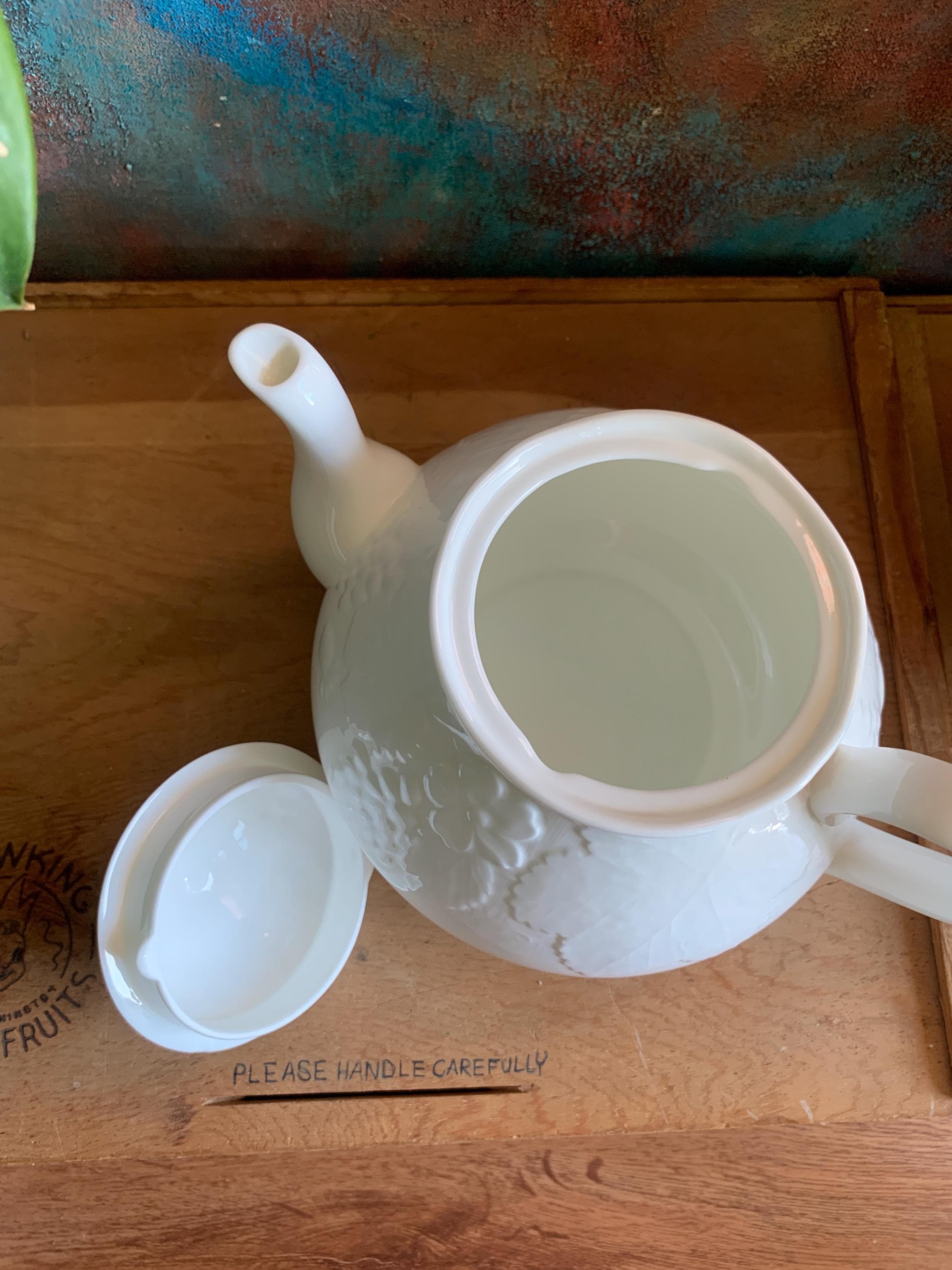 Vintage Wedgwood Strawberry & Vine Bone China Teapot, White