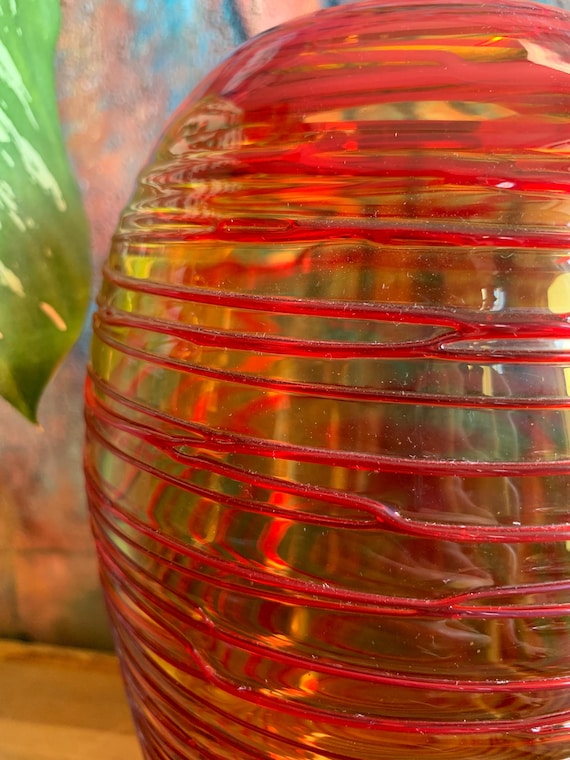 1970s Fulvio Bianconi for Venini Murano Art Glass Round Vase, Made