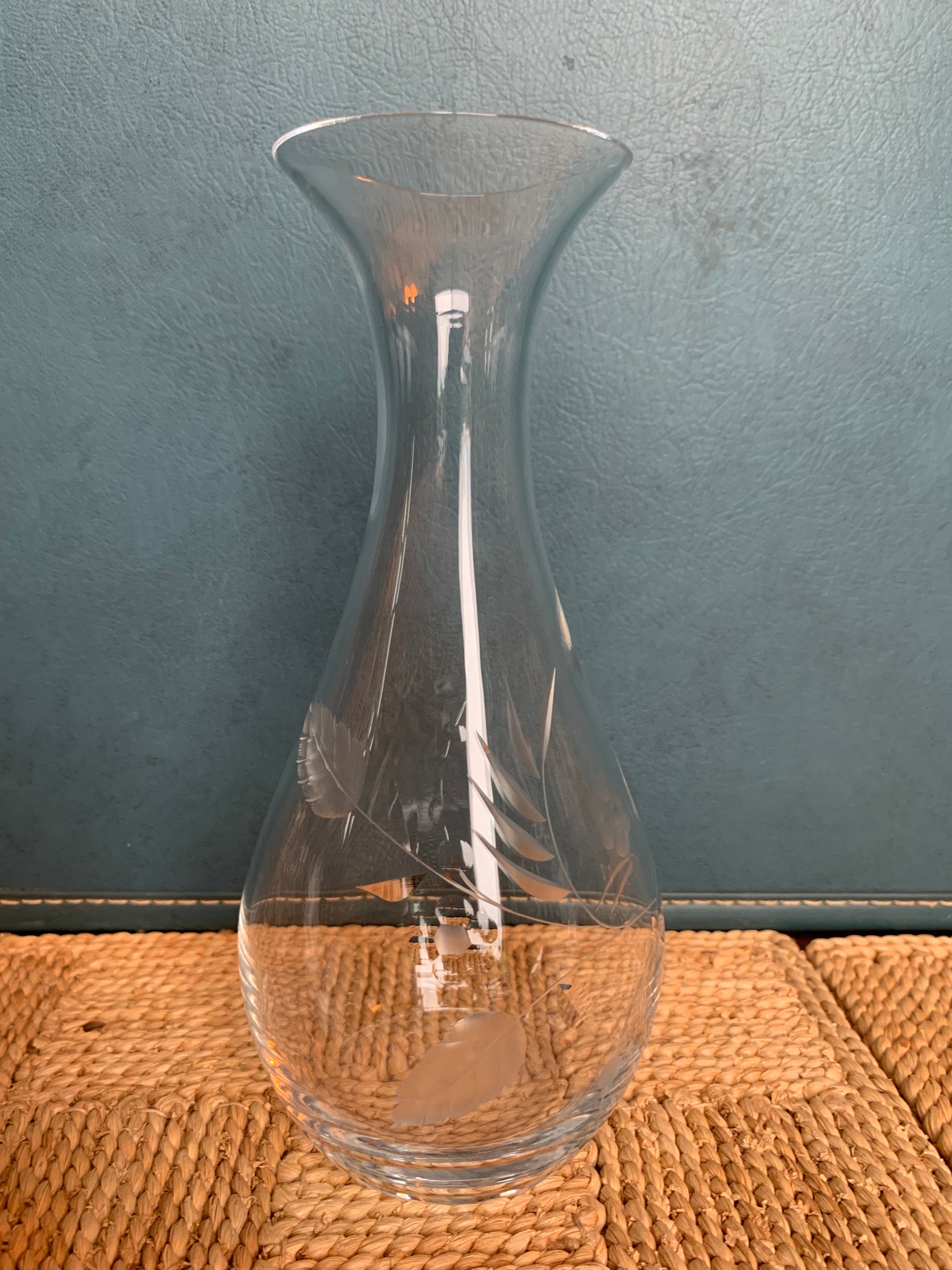 Vintage Lenox USA Crystal Vase, Etched Glass With Floral display picture 1