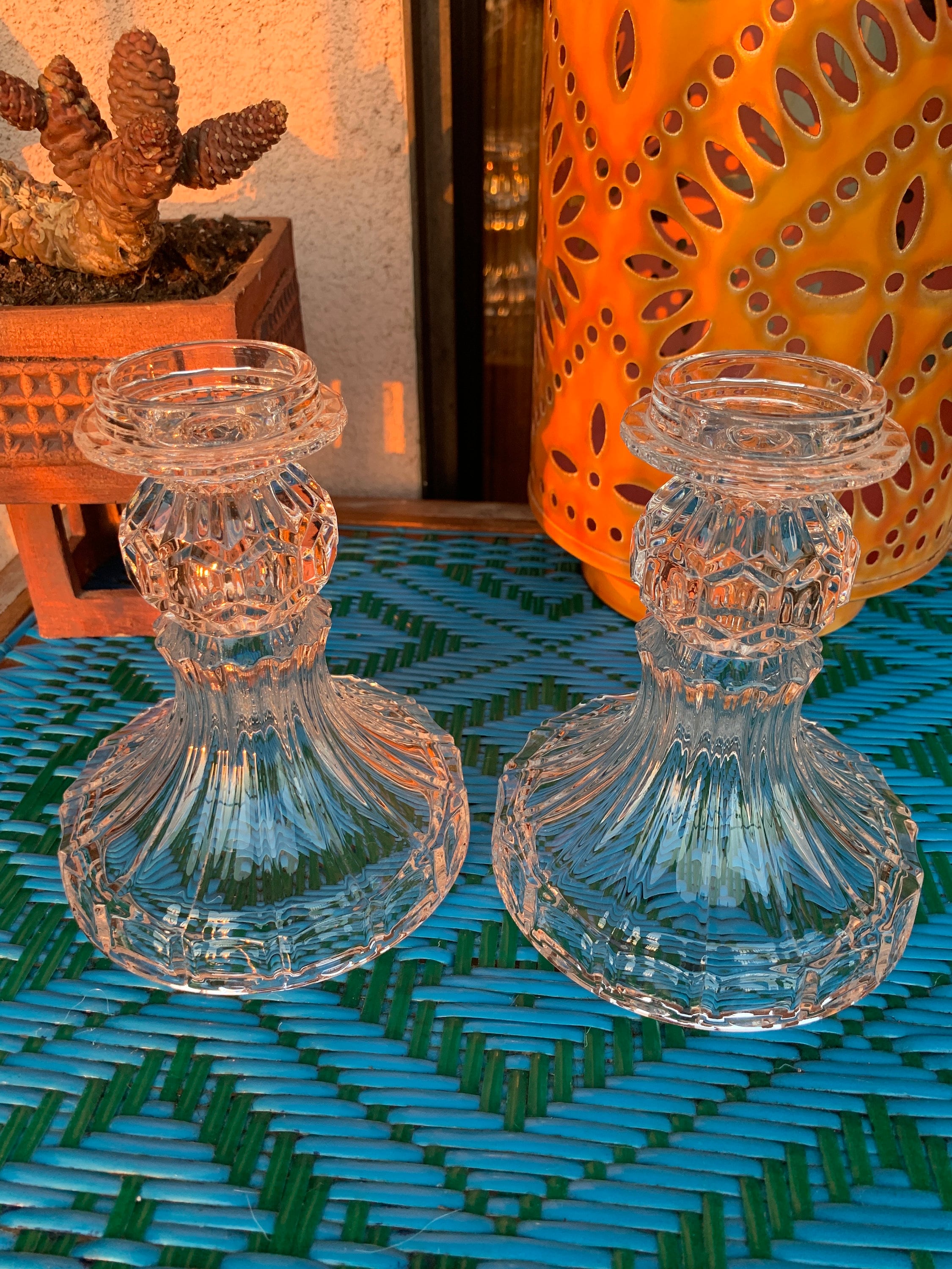 Astier deVillatteクリスタルタワーオーナメント Partylite Astoria Crystal Tealight Holders Set of 2, Vintage Table