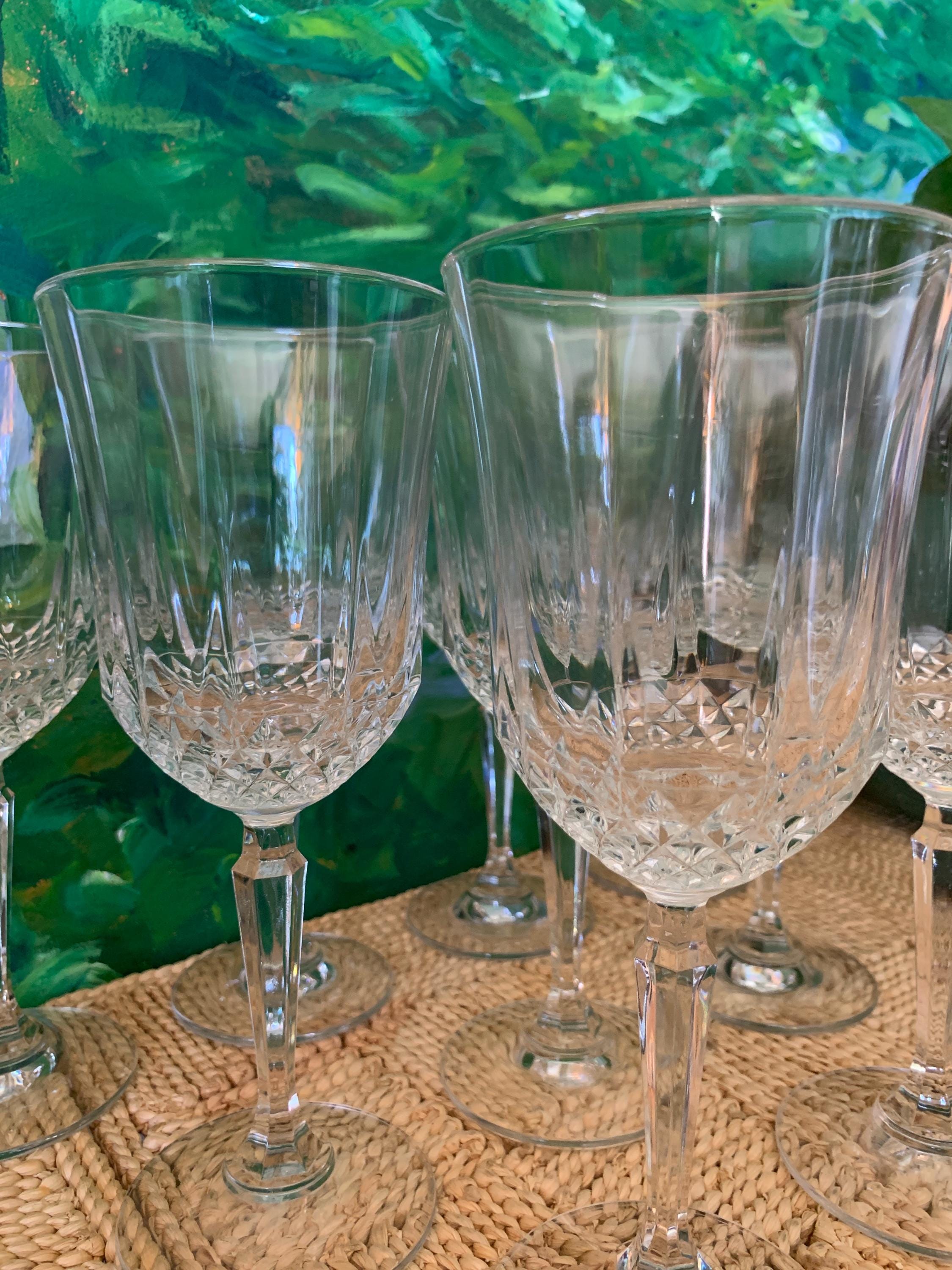 Vintage Heavy Crystal Wine Glasses, S...