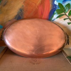 Vintage Dehillerin France Large Oval Copper Pan with Bronze Handles | European Kitchen | Rare French Cookware | Collectible Copper