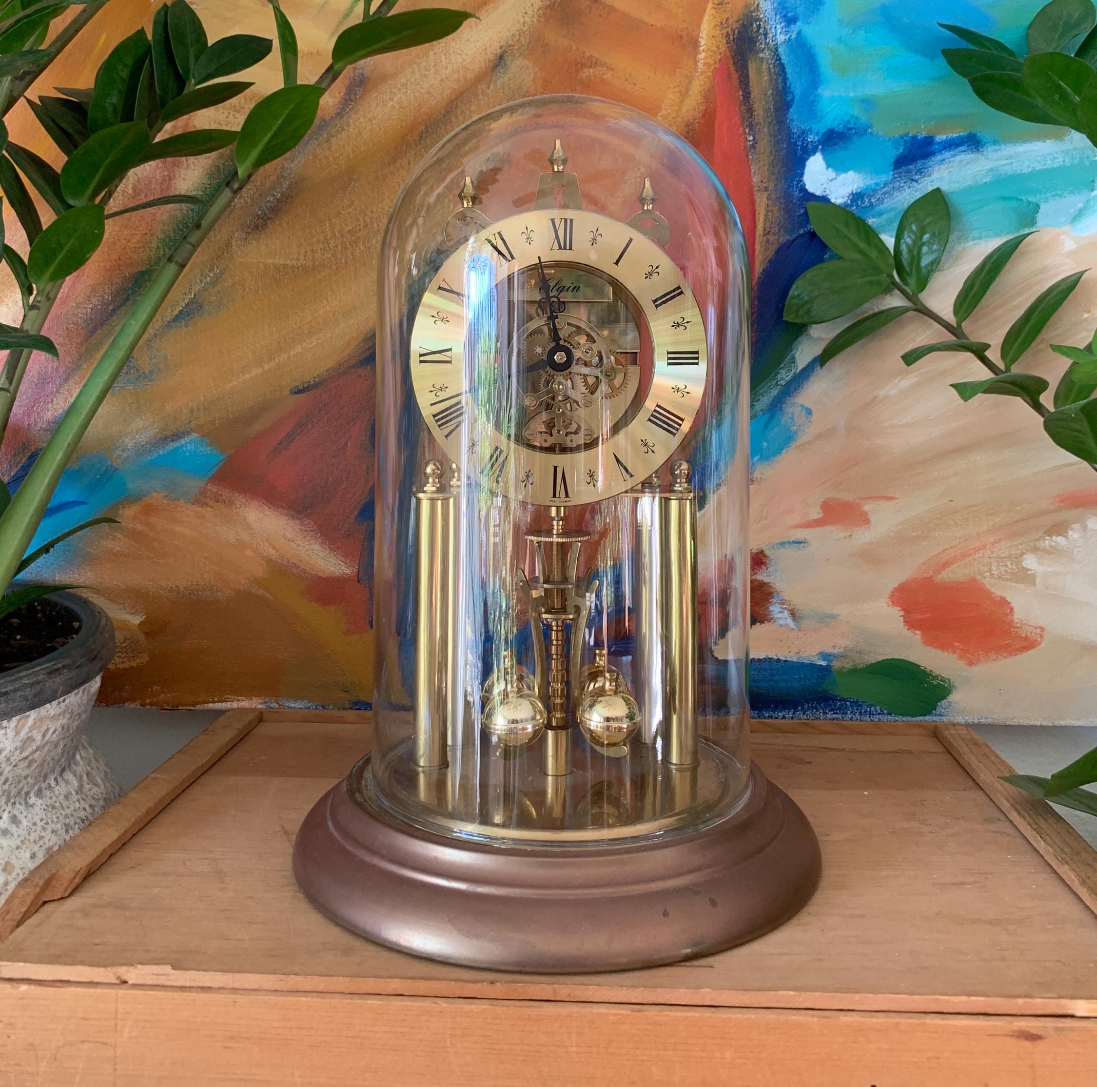 1950s Elgin S Haller Copper & Brass Windup Clock, Made in West