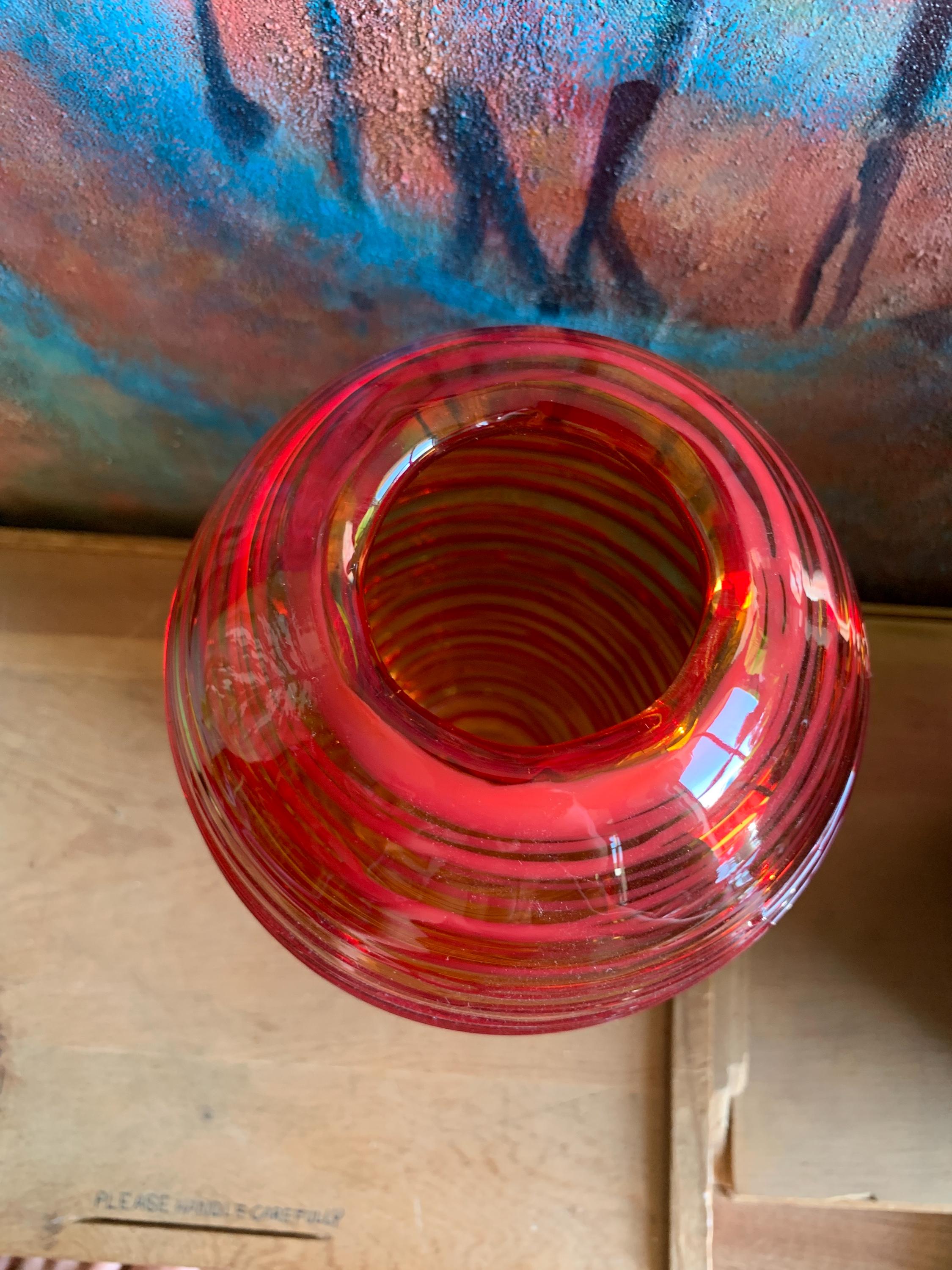 1970s Fulvio Bianconi for Venini Murano Art Glass Round Vase