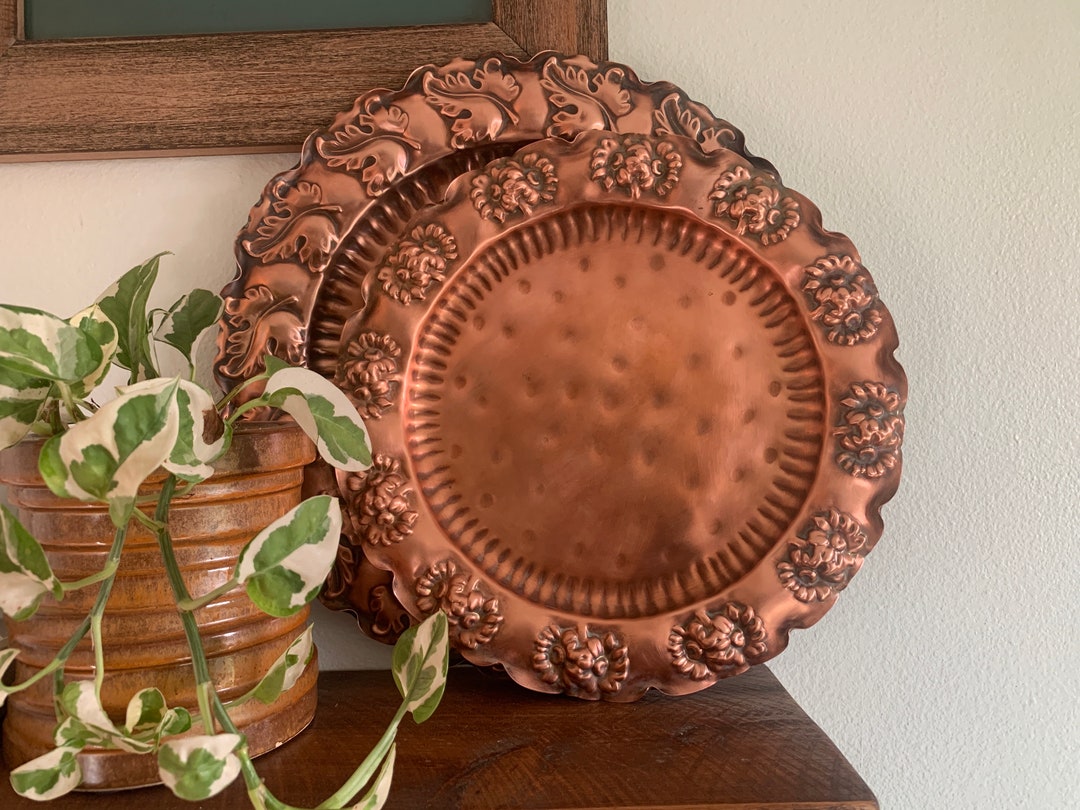 Gregorian Usamade Solid Copper Decorative Plates Set of 2, Hand
