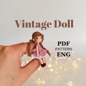 Miniature Amigurumi Vintage Doll Pattern English, Crochet Small Doll Pattern