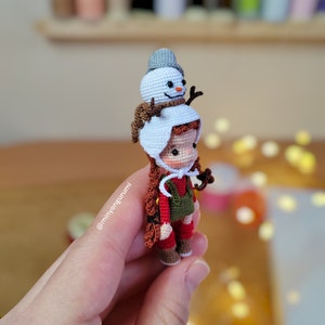 Miniature amigurumi Winter Doll pattern English, Crochet tiny doll pattern image 7