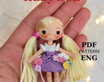 Miniature Amigurumi Ruby Doll Pattern English, Crochet Small Doll Pattern