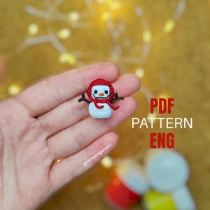 Patrón de muñeco de nieve a crochet en miniatura: Muñeca amigurumi (Patrón PDF)