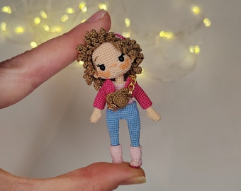 miniature doll, amigurumi crochet tiny doll,  blythe miniature crochet toy, amigurumi decor